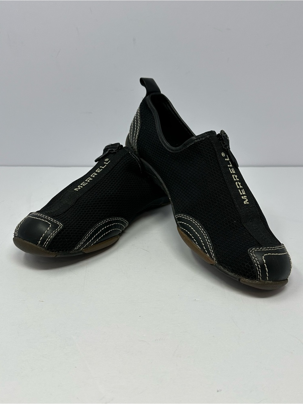 Merrell Women’s Sz 7.5 Barrado Outdoor Hiking Walking Shoes Zip-Up Black Leather